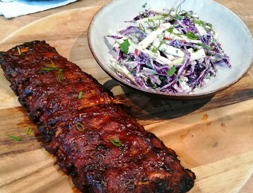 Baby Back Pork Ribs with Fennel, Apple & Cabbage Slaw